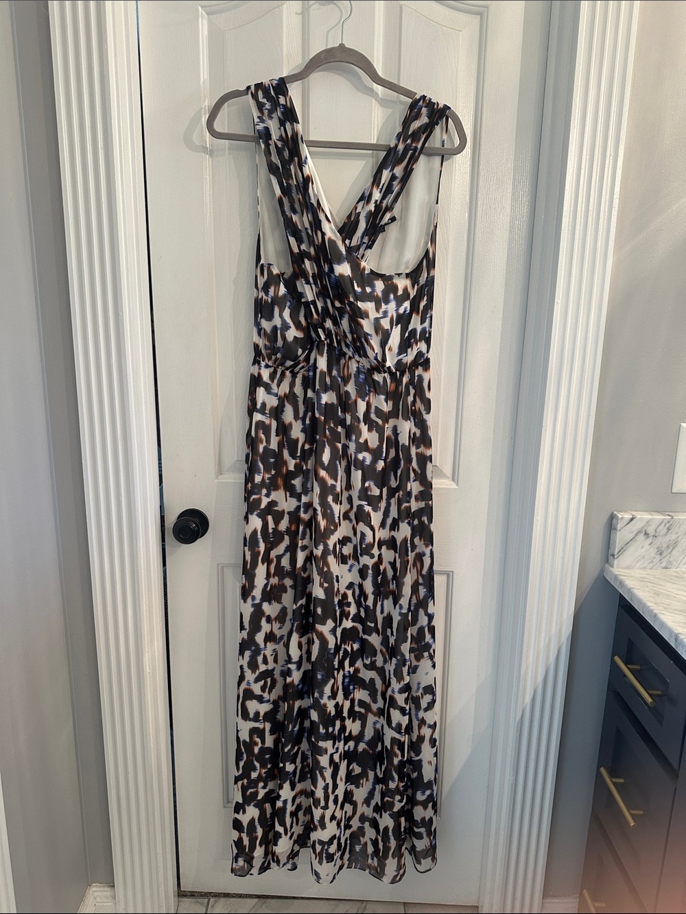 Gianni Bini Brown, Black and White Leopard-Print Maxi Dress